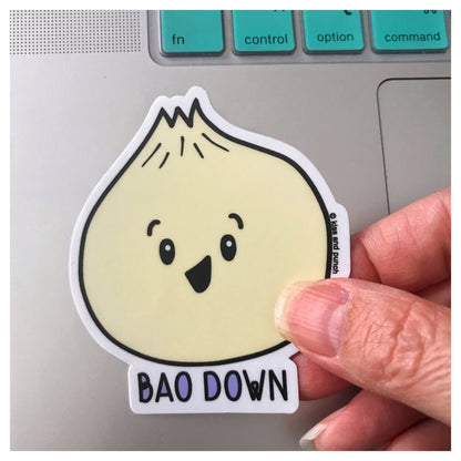 3 Inch Punny Bao Down Bun Vinyl Sticker - Laptop Sticker - Bottle Sticker - Foodie Sticker - Kiss and Punch