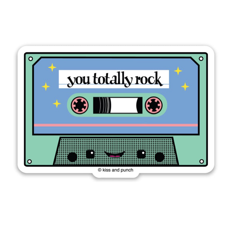 3 Inch You Totally Rock Cassette Tape Vinyl Sticker - Cute Computer Water Bottle Sticker