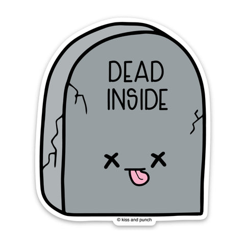 Kawaii Gravestone Sticker Saying Dead Inside