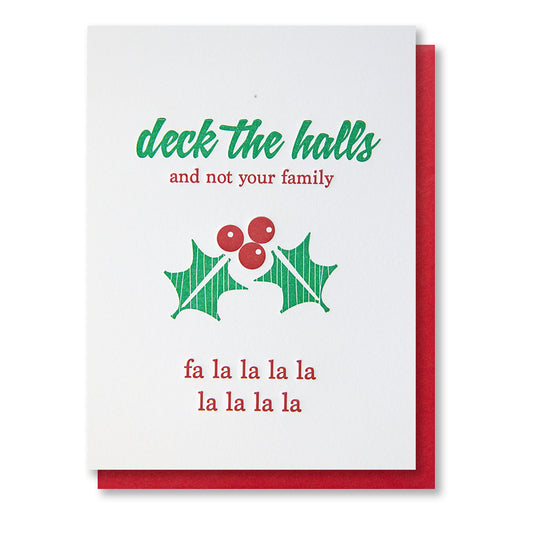Snarky Deck the Halls Holiday Letterpress Card - Kiss and Punch