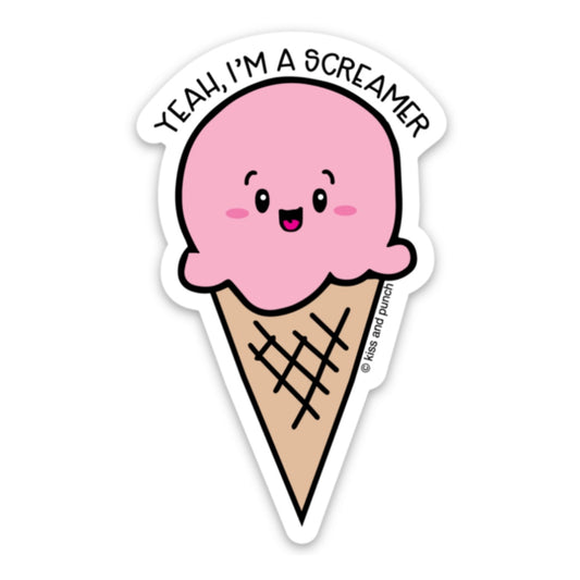 3 Inch Funny Ice Cream Yeah I Am a Screamer Diecut Vinyl Sticker