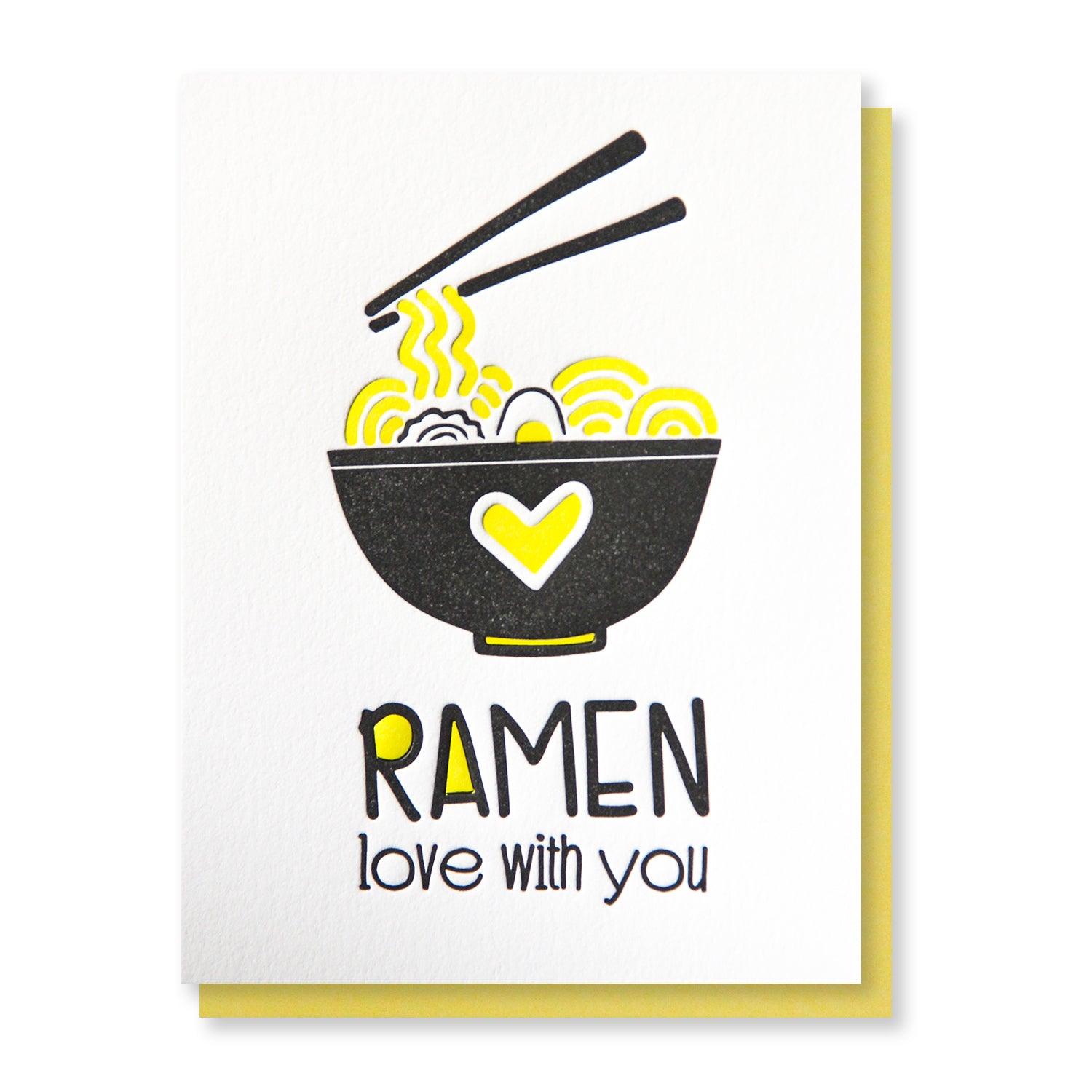 Funny Love Letterpress Card | Ramen Love With You | Foodie Pun | Valentine's | kiss and punch - Kiss and Punch