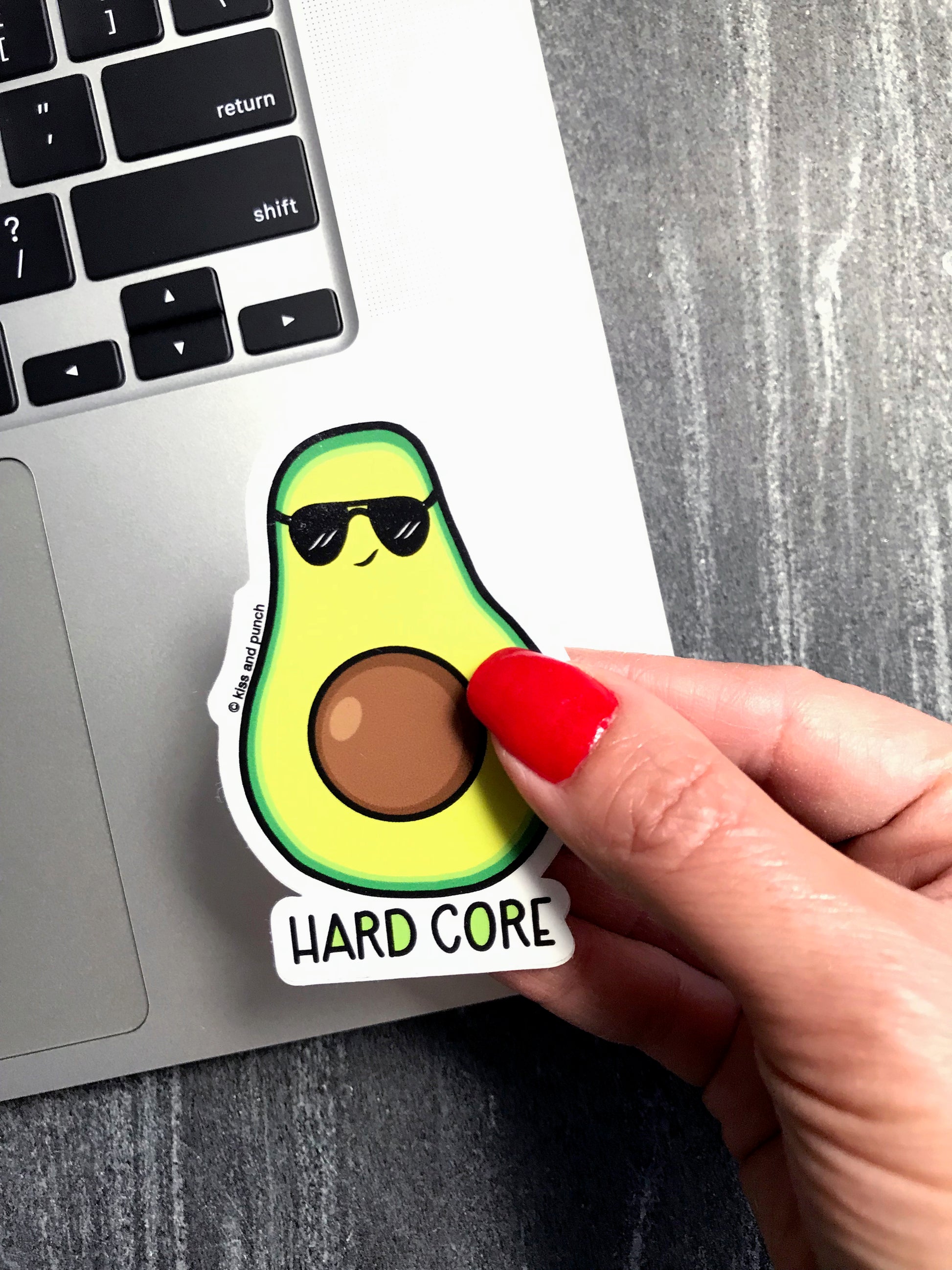 NEW! 3 Inch Punny Hard Core Avocado Matte Vinyl Sticker - Kiss and Punch