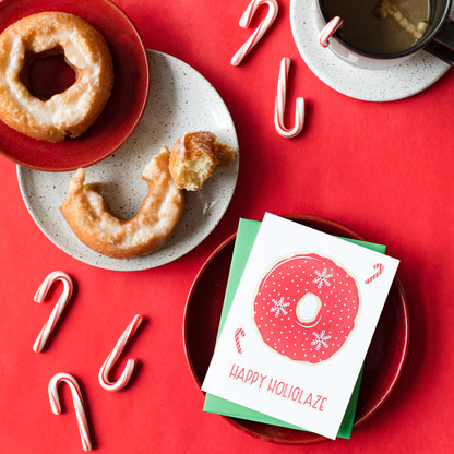 Funny Punny Happy Holiglaze Donut Pun Letterpress Card | kiss and punch