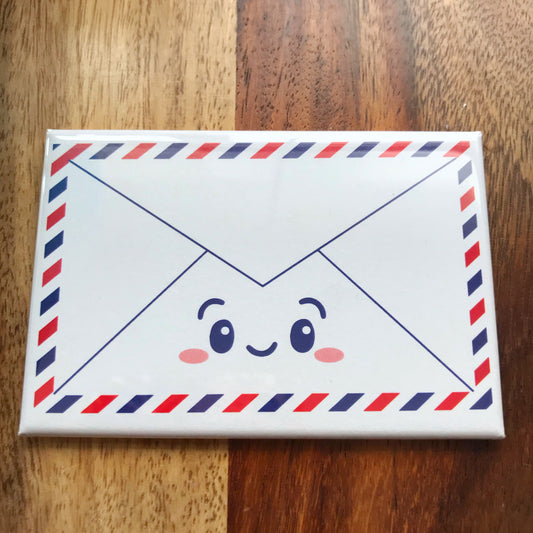 Cute Airmail Envelope 2" x 3" Fridge Magnet - Kiss and Punch