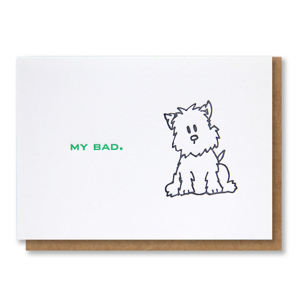 My Bad | Dog | I'm Sorry Letterpress Card | kiss and punch - Kiss and Punch