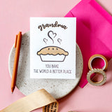 Grandma Letterpress Card | Pie Pun | Bake the World | Birthday Mother's Day | kiss and punch - Kiss and Punch