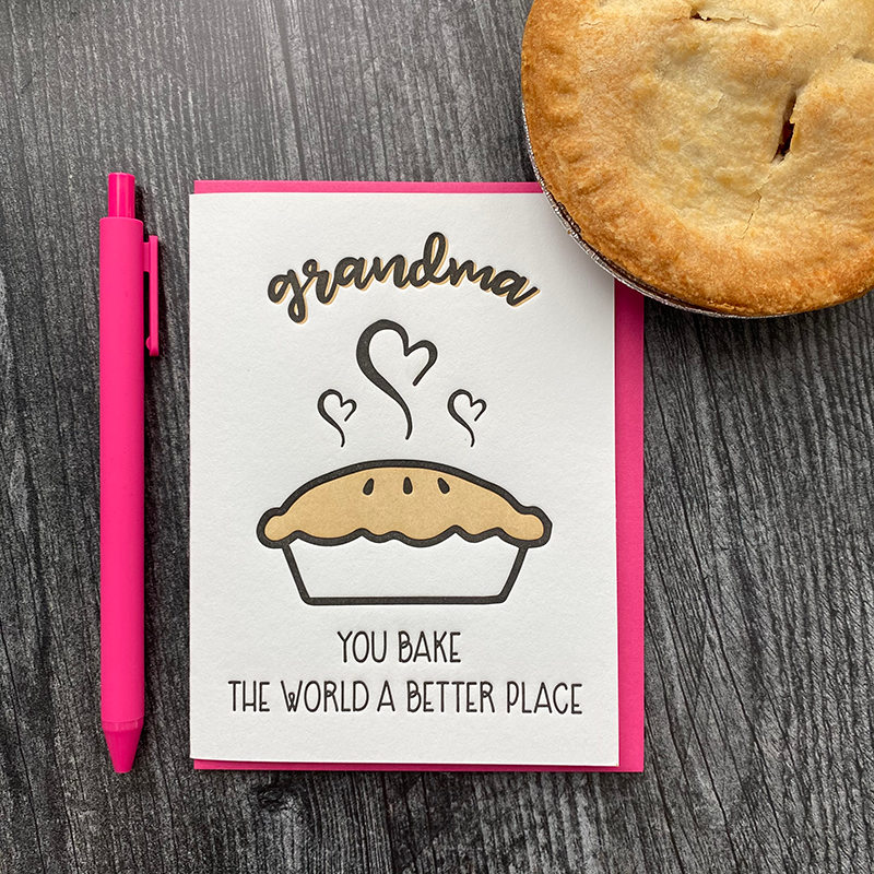 Grandma Letterpress Card | Pie Pun | Bake the World | Birthday Mother's Day | kiss and punch - Kiss and Punch