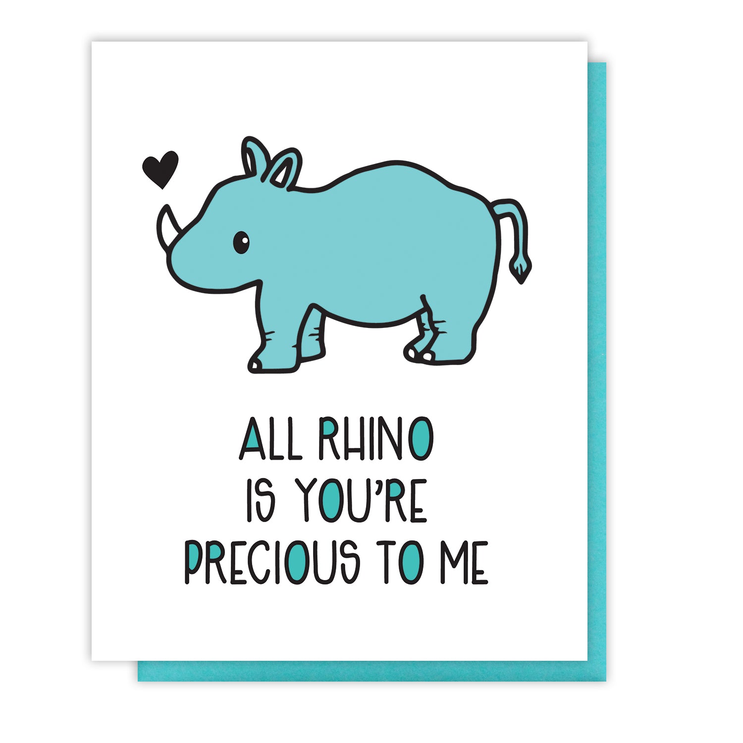 NEW! Cute Rhino Pun Love Friendship Letterpress Card | kiss and punch - Kiss and Punch