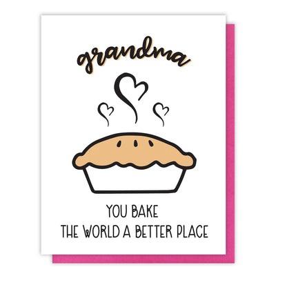 Grandma Letterpress Card | Pie Pun | Bake the World | Birthday Mother's Day | kiss and punch - Kiss and Punch