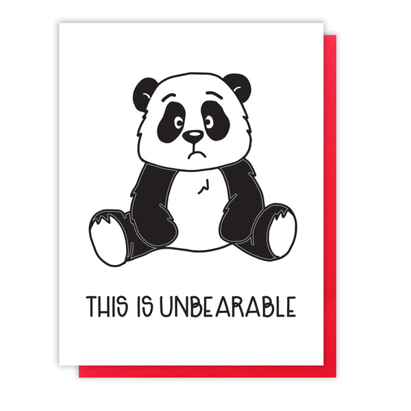 NEW! Unbearable Panda | Miss You Sympathy Letterpress Card - Kiss and Punch